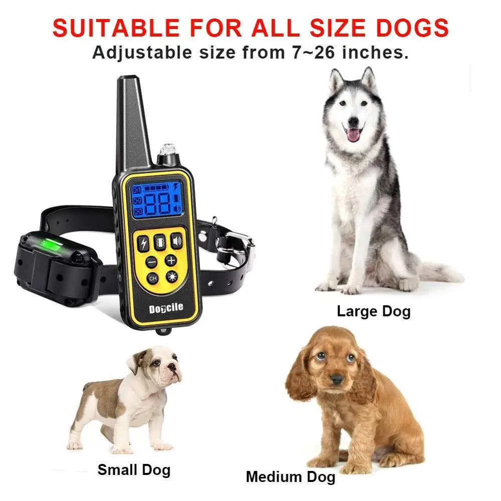 Водонепроницаемый 100% 800 м Электронный перезаряжаемый удаленный ударопрочный ошейник для дрессировки собак