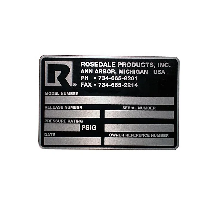 Customs metal engraving nameplate  and etched  logo  Engraved nameplates label for machine