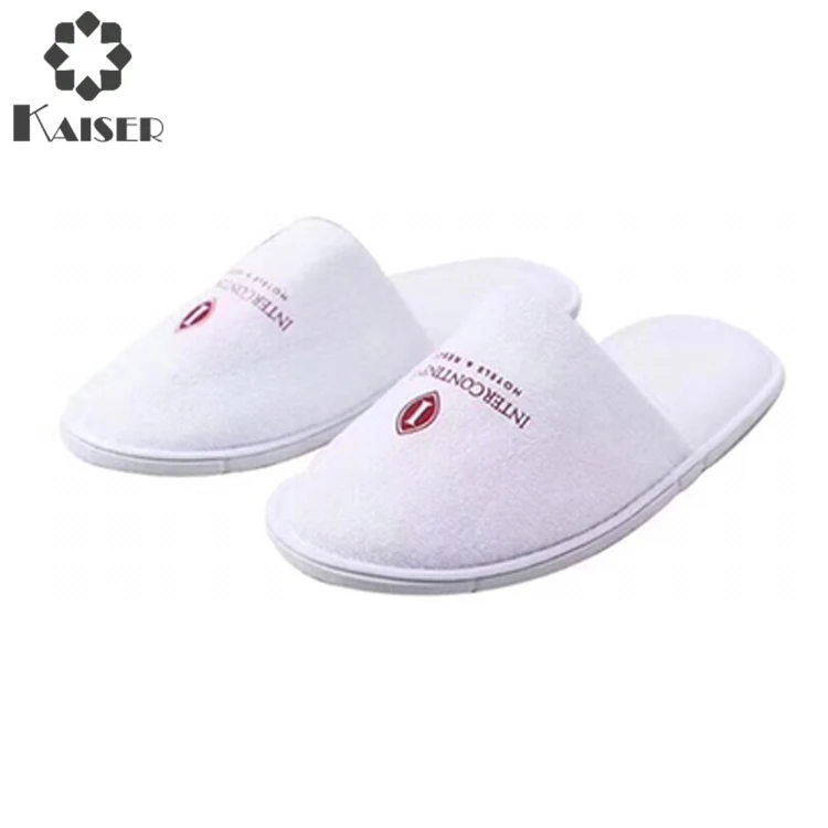 Disposable washable hotel slippers/close toe/white cotton