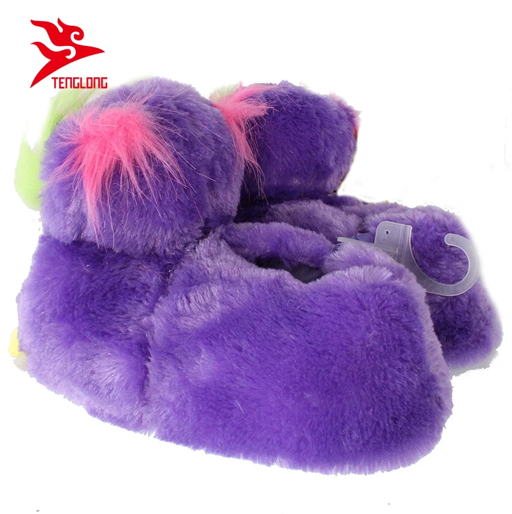 Custom cute indoor stuffed animal head plush owl shaped slippers