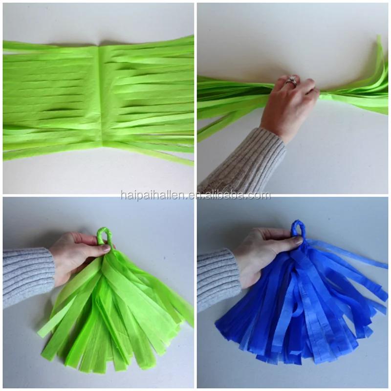 Mix colors fringe tissue paper tassle garland for sweet table buffet decor