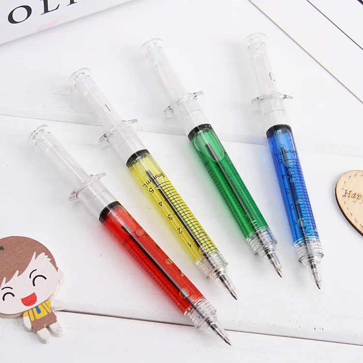 Promotional Hospital Syringe Shape Ball Point Pen Injection Needle Ball Pen