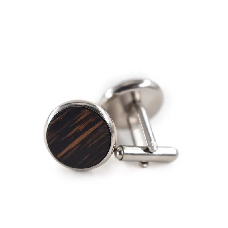 RZC-142 Fashion Wood Buttons Men Shirt Cuff Links Wooden Cufflinks