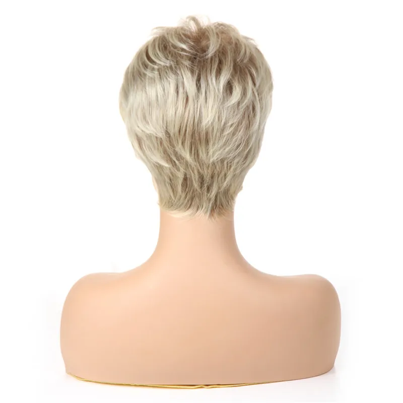 Short Hair Wig 613# Blonde Synthetic Short Straight Haircut For White Women