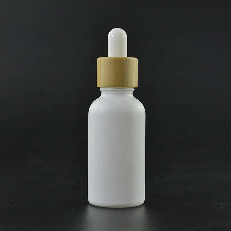 5ml 10ml 15ml 20ml 30ml 50ml 60ml 100ml matte White opaque black Frosted Glass dropper Bottle with Bamboo lid
