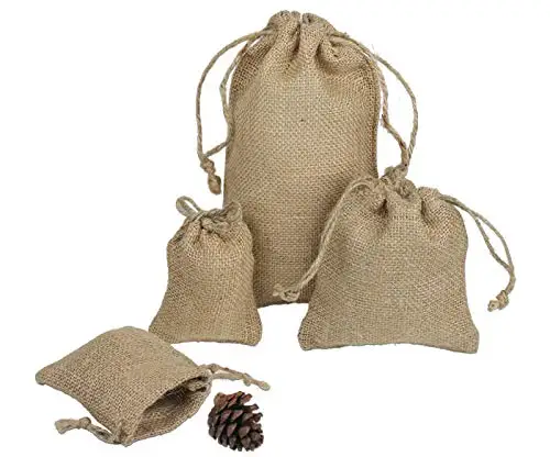 Natural Burlap Bags Jute Hessian Drawstring Sack bag Wedding Favor Gift bag