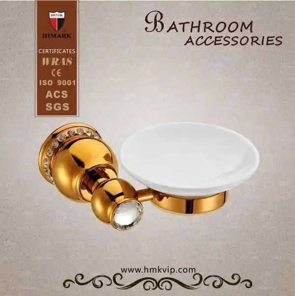 Brass bathroom accessories gold plated soap dish holder