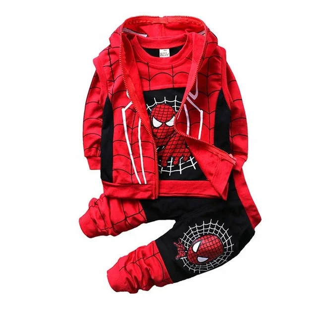 Autumn spiderman new three-piece suit for children ages 1-4 Factory Price