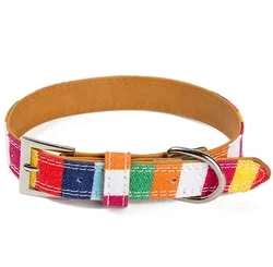 High Quality Colorful Canvas PU Luxury Dog Pet Collar
