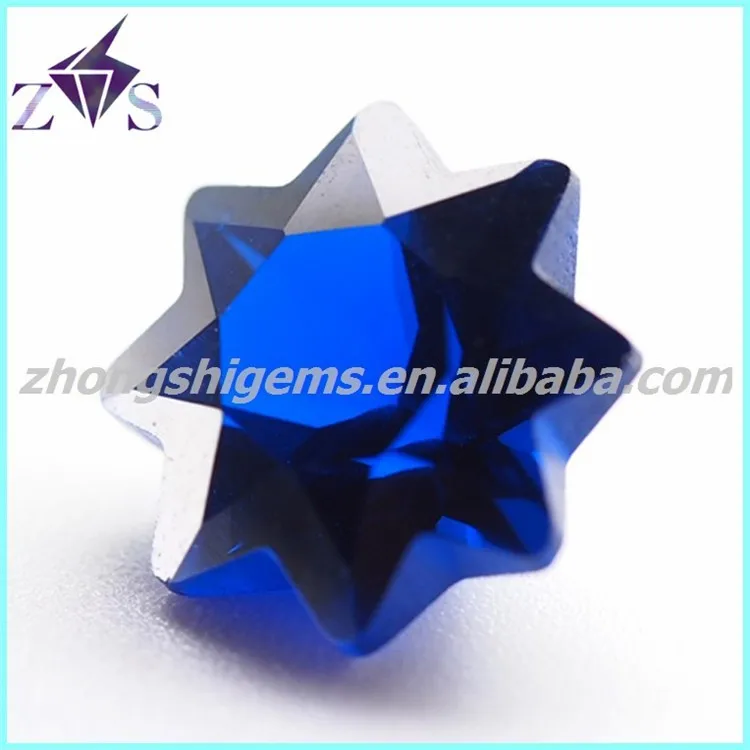 Eight-Pointed-Star shape Sapphire Blue Cubic Zirconia Gemstone