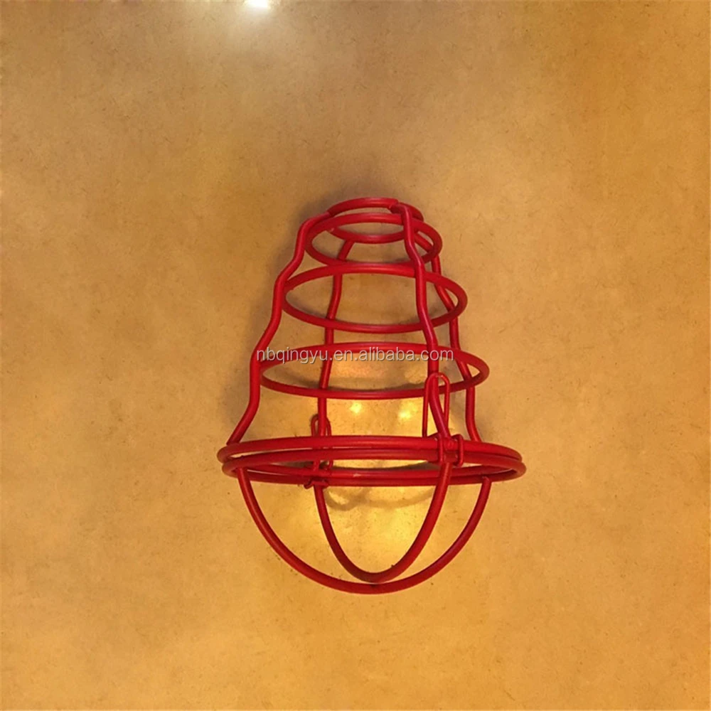 Industrial Retro Metal Wire Light Bulb Guard Vintage Black Bird Cage Shade for Pendant Light
