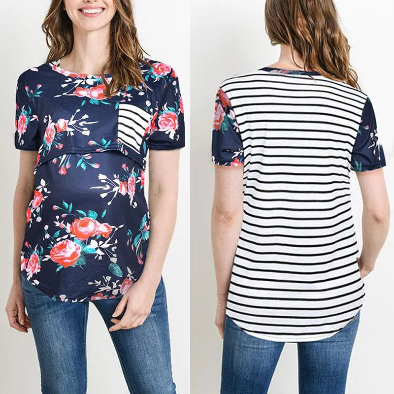 2019; Новинка; Теплые женские сапоги с цветочным принтом и в горошек плиссированные баски V образным вырезом Топ для беременных S-2XL одежда