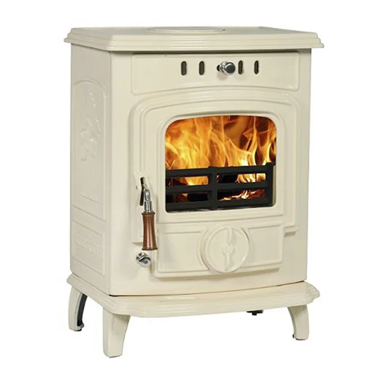 
Small Cast Iron Room Wood Fireplace Black & Cream Enamel Cheap Wood Burning Stoves For Sale 