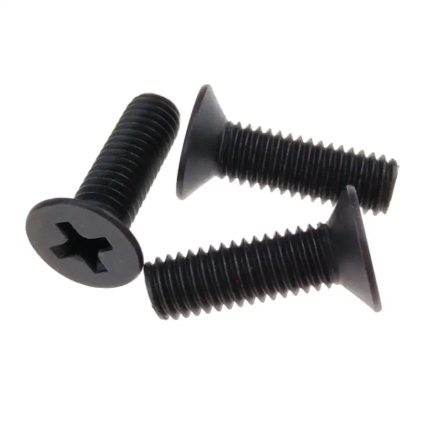 Black Flat Head Screws Cross Machine M4 DIN 965 Fastener