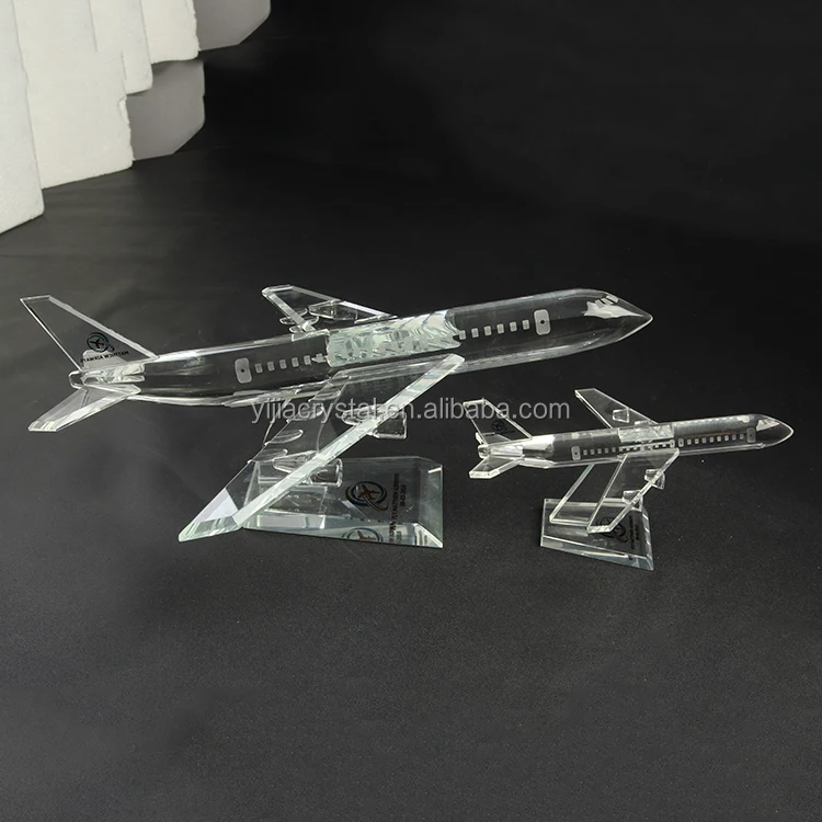 Custom Desktop Decoration Gift 3D Crystal Aircraft Souvenir Crystal Glass Airplane Model