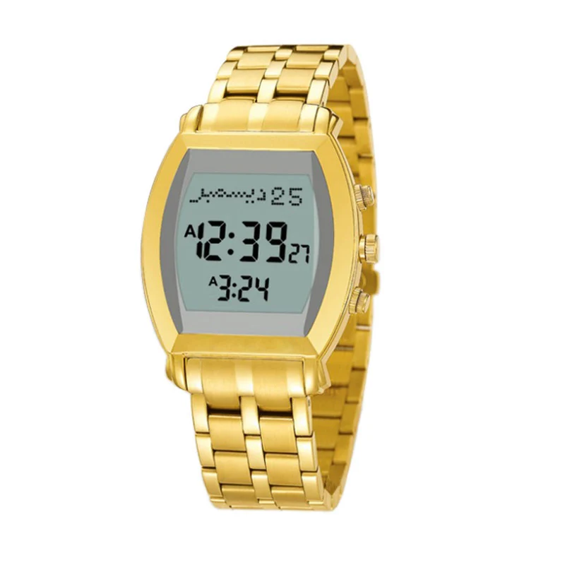 Many colour  muslim prayer azan wrist watch waterproof islamic automatic qibla compass clock arabic watch religious pray watch
