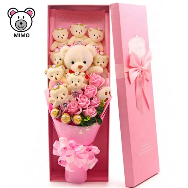 Новинка 2019, подарок на день Святого Валентина, мягкий плюшевый мишка, букет цветов для любимых, красивый розовый мягкий плюшевый мишка ручной работы, букет игрушек