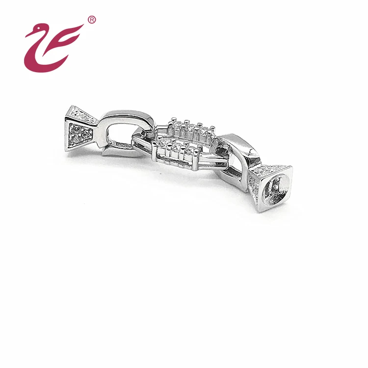 Дизайнерские застежки для ожерелья с замком, алмазные ювелирные изделия, посеребренные циркониевые застежки для изготовления бисера, жемчуга, браслета