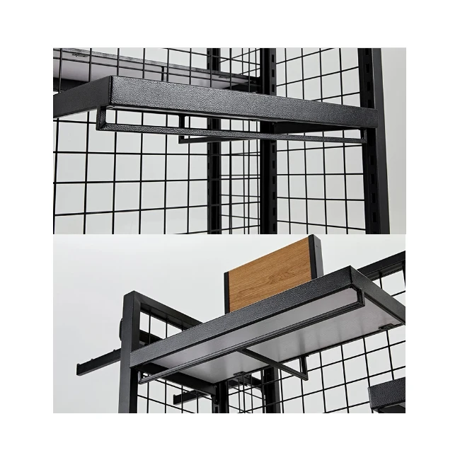 2019 rustic shelf stand shelving system metal rakcs movable gondola foldable display rack oil display shelf stands rack storage