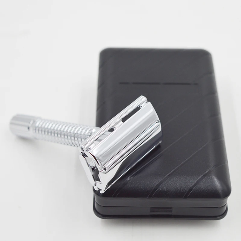 DE Butterfly Safety Razor for Men & Women Personal Care | Black Stainless Steel Butterfly Twist to Open Razor | Perfect shave