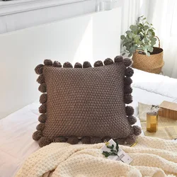 Solid Color Acrylic PomPom Pillow Nordic Ins Creative Home Sofa Cushion Cover