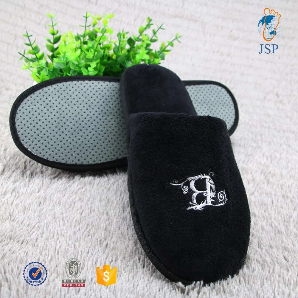 
black velvet disposable women bathroom slippers for hotel 