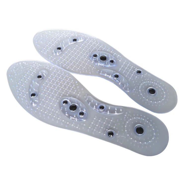 factory wholesale cuttable foot healthcare plantar faciitis breathable PVC acupuncture therapy massage magnetic insole flat feet