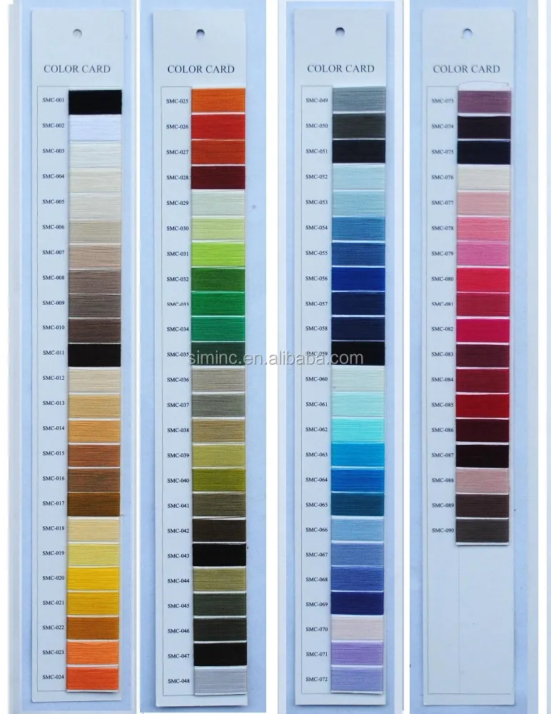 color card for machine erbroidery thread for embroidery yarn color chart