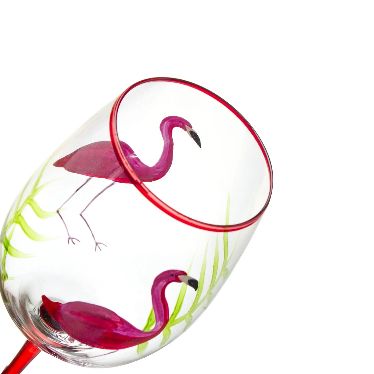 
Funny Novelty Hand Painted Colored Swan Stem Goblet Wine Glass 