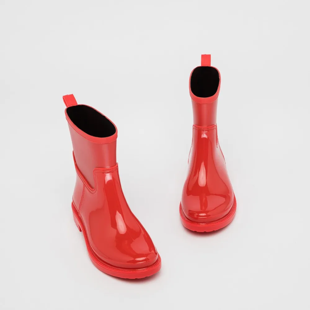 
outdoor garden farm weeding use fashion waterproof antislip mid tube pure solid color soft PVC gum boots rain waterproof shoes 