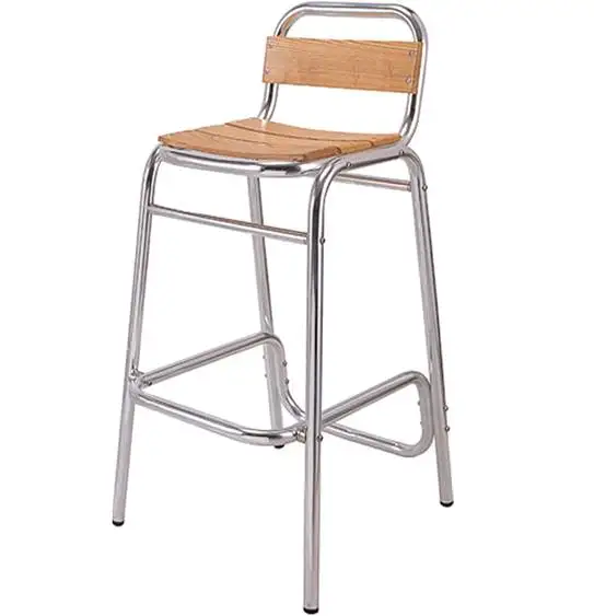 Bar stool chair made of aluminum and wood