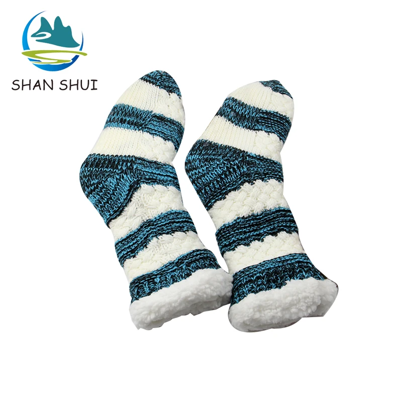 
Customized winter indoor striped women thermal home sock 
