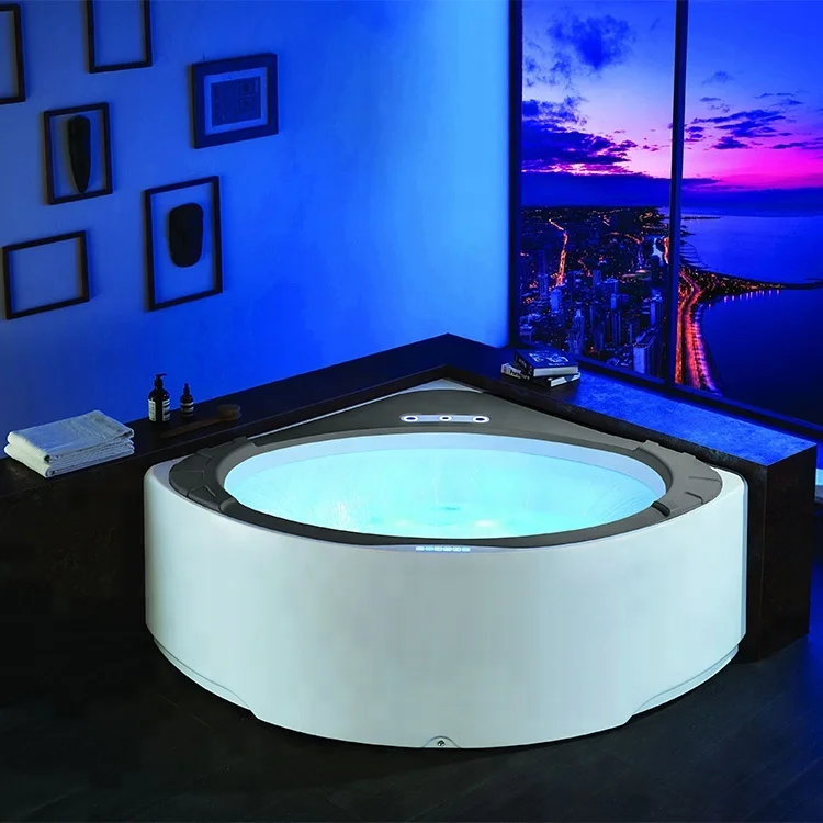 Corner round whirlpool massage bath American style waterfall jets modern small whirlpool bath tub