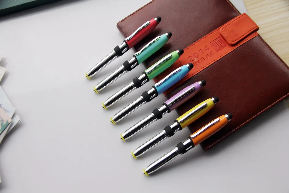 Multi function 4 in 1 light pen with led light ballpoint pen with phone holder