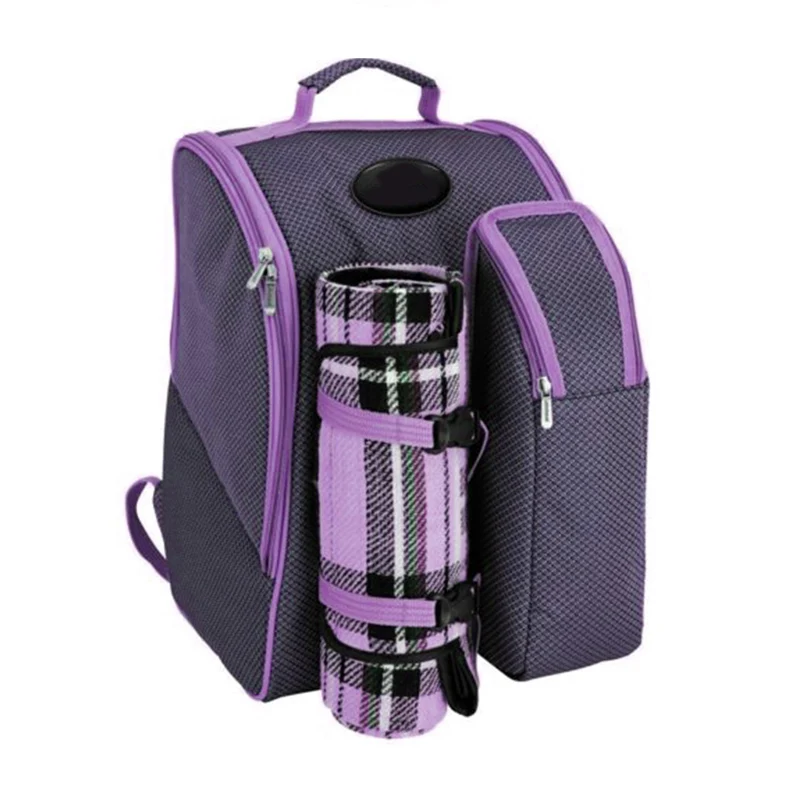 2 Person Picnic Backpack With Insulated Cooler Storage Compartments Accessories And Blanket Included