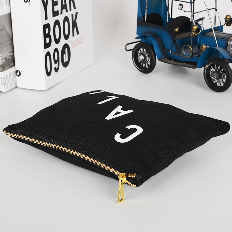 China Factory Wholesale metal zipper pouch Fashion canvas bag with zipper