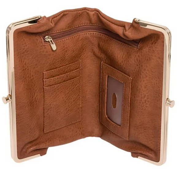 Classic Vegan Leather Clutch Wallet Bag with two compartments