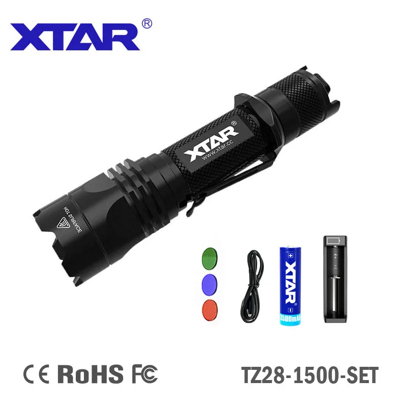 XTAR TZ28 1500 lumen professional durable USA military products police flashlight tactical with rechargeable battery and charger