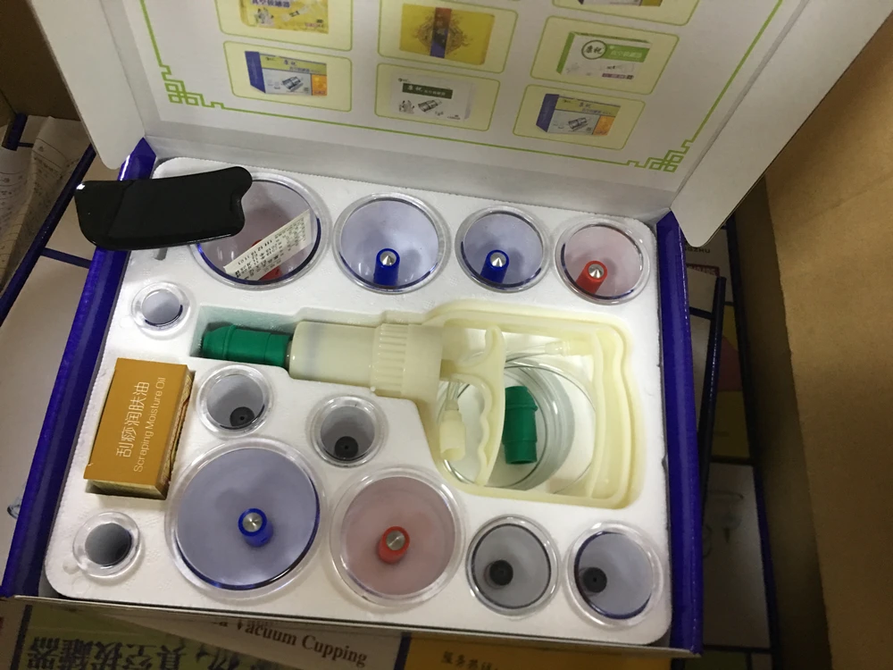 chinese kangzhu vacuum cupping cups scraper cup set 12/24 disposable cupping cups set with pump