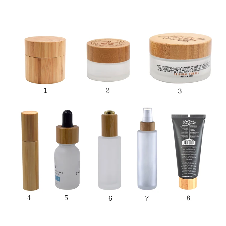 luxury 10g 15g 20g 30g 50g high end cosmetic packaging bamboo bottle bamboo jar set with bamboo lid