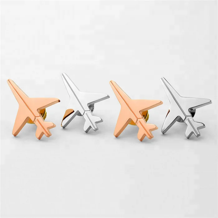 wholesale 3D airplane gold brooch metal lapel pin badge