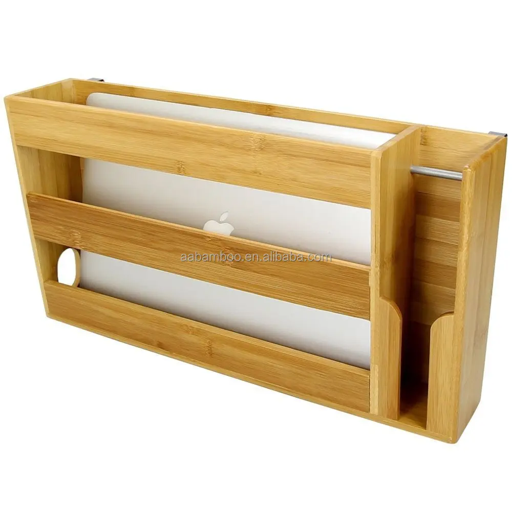 Nightstand Bed Hanging Laptop Bamboo Bedside Shelf