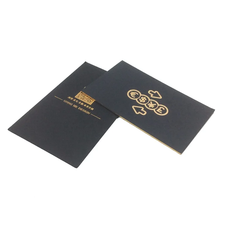 
Black paper business card with golden hot stamping personal LOGO 
