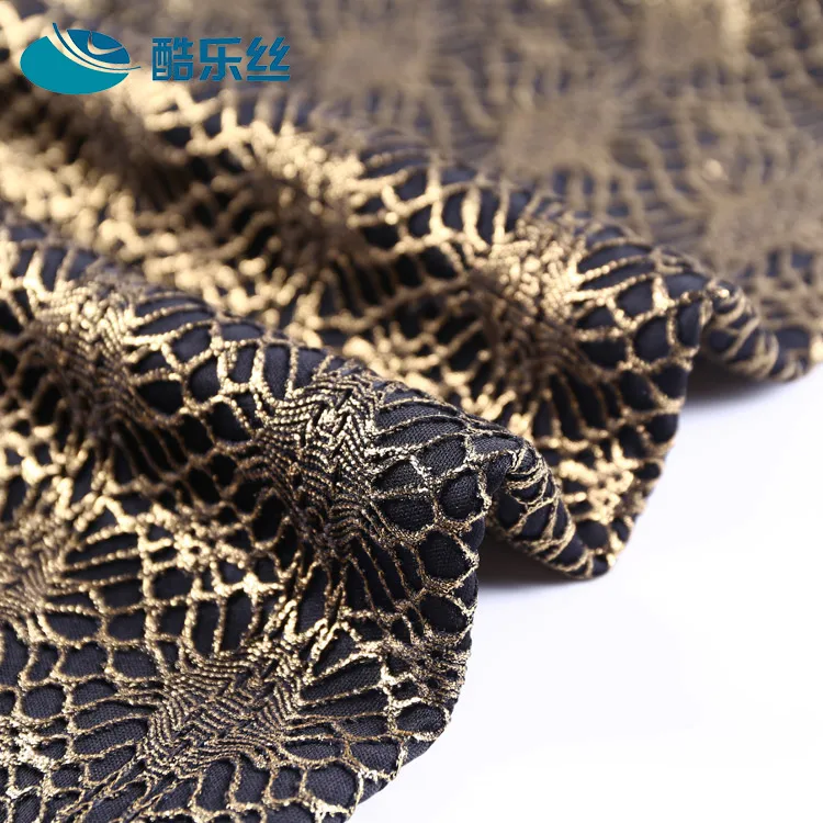 
2019 modern new design popular bronzed bonded beautiful 100 polyester brocade lace fabric 