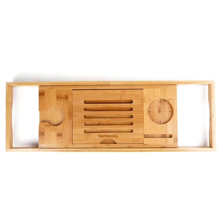 Новый расширяемый Регулируемый бамбуковый поднос для ванны с складными ножками