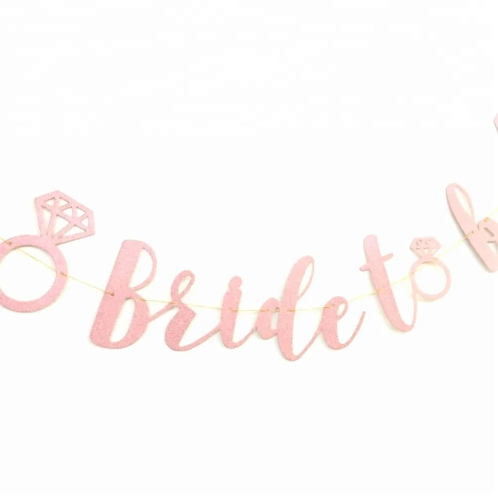 Bachelorette Party decorations Wedding Engagement bridal shower diamond ring rose gold bride to be bunting Banner