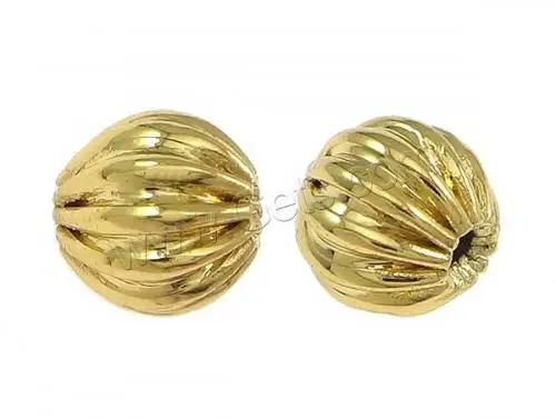 Новое Золотое покрытие рифленые бусины для изготовления ювелирных изделий оптом с открытым носком; Из 14-каратного золота