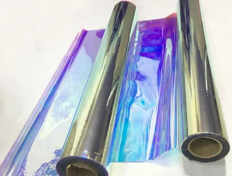 Iridescent Mylar Vinyl Film Transparent Cellophane Mirror Reflective Film