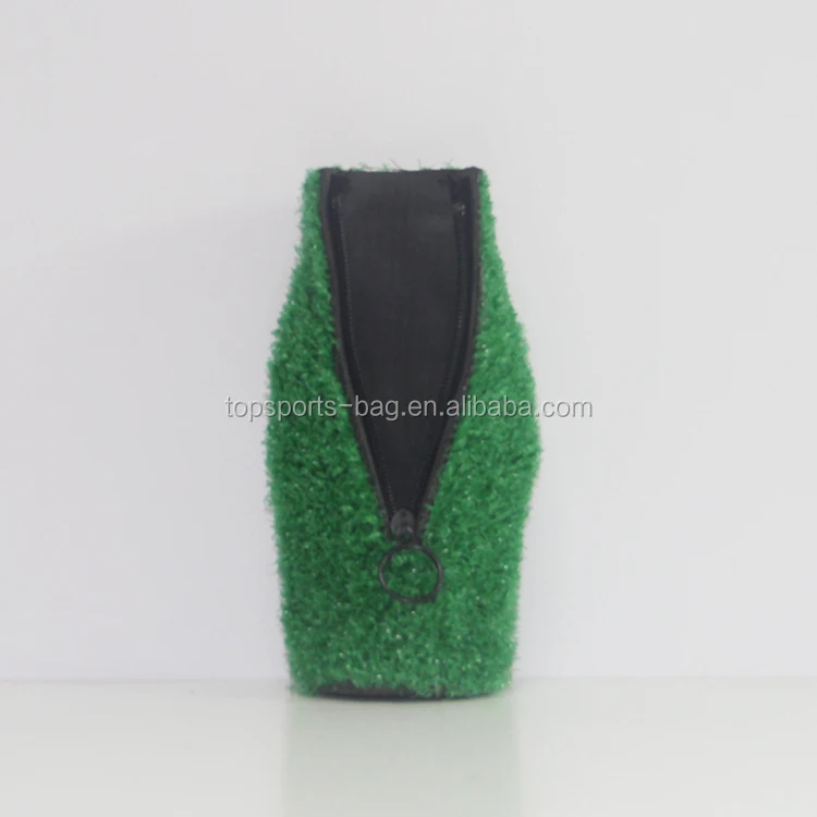 Green Artificial Grass Neoprene Beer Bottle Cooler Stubby Holder Turf Beer Cooler Insulator
