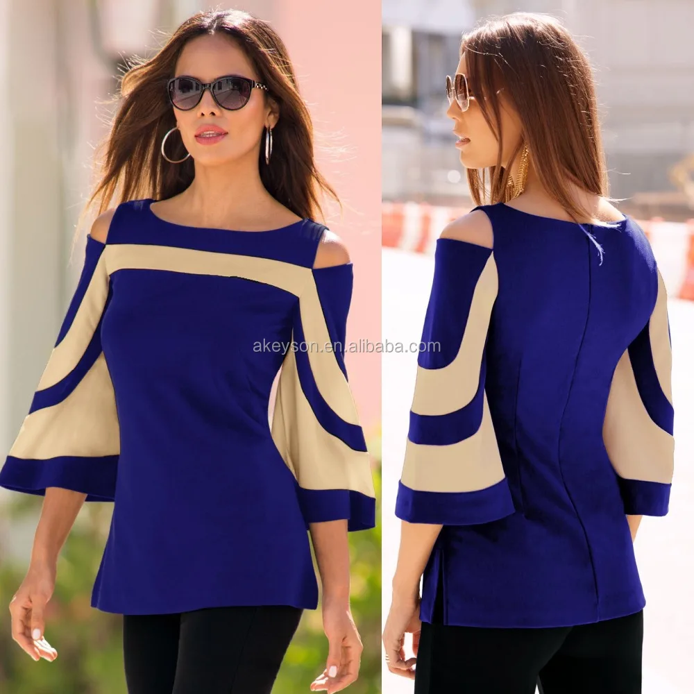 
Wholesale Monogram Women Batwing Cold Shoulder Tops 
